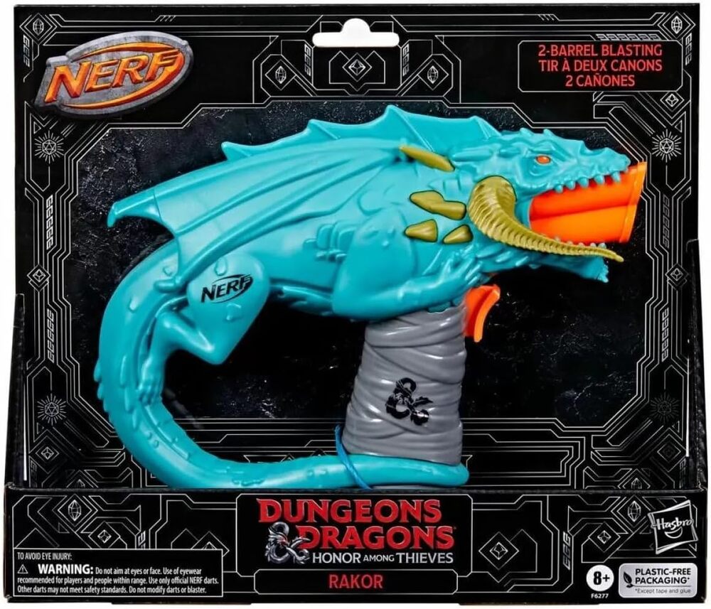 Nerf Dungeons & Dragons Rakor Blaster - 4 Elite 2.0 Darts, New